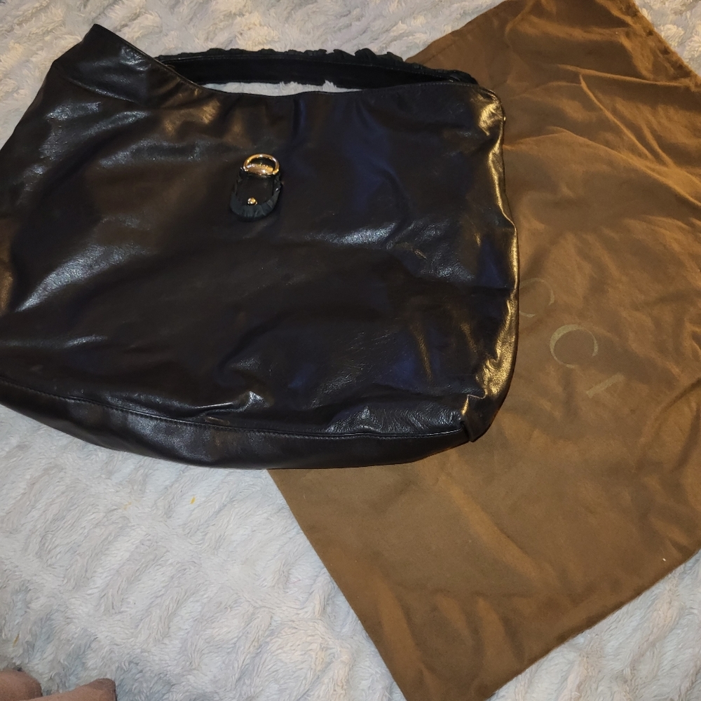 Gucci Authentic Black Leather Hobo Bag Large - Picture 2 of 9